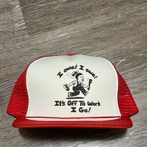 Vintage 1980s Snapback I Owe Off To Work I Go Funny Adult Job Humour Trucker Hat